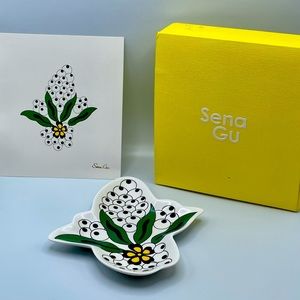 Anthropologie- Cute Trinket Plate- Hand made by artist Sena Gu /Print included